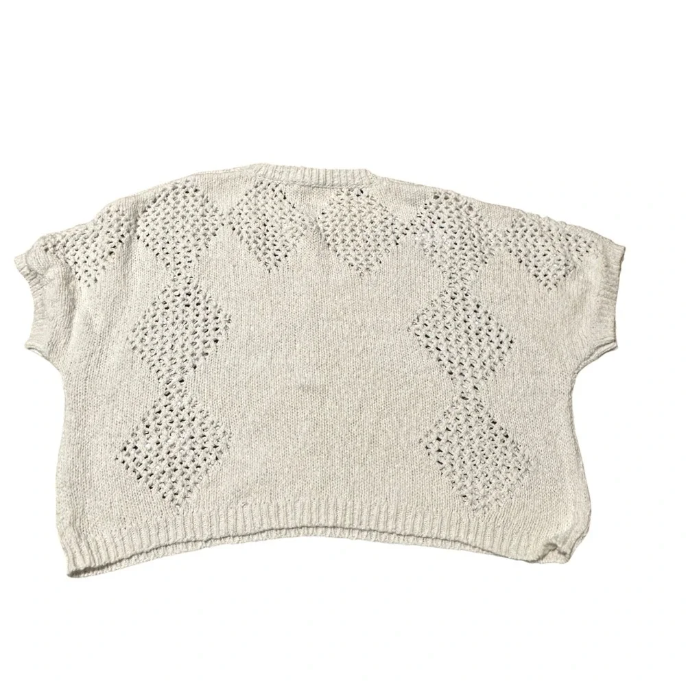 Splendid‎ White Cotton Crochet Knit Sweater Top Size M Oversize NWT READ